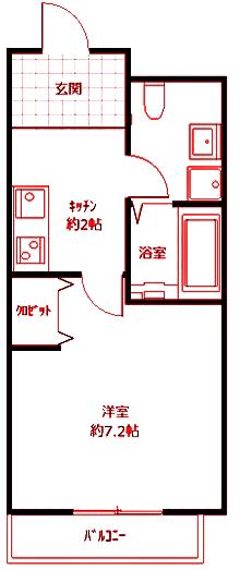 グランレジーナセンター南(1K/6階)の間取り写真