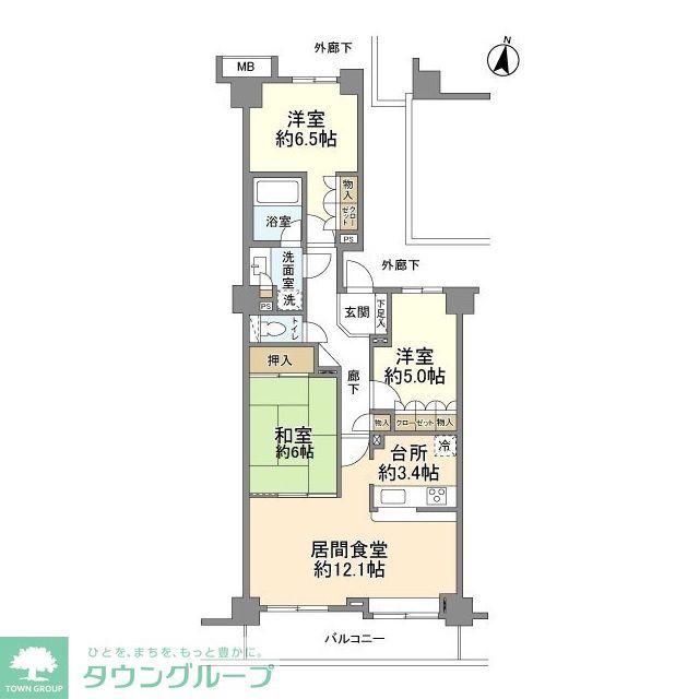 藤和シティホームズ市ヶ尾駅前(3LDK/2階)の間取り写真