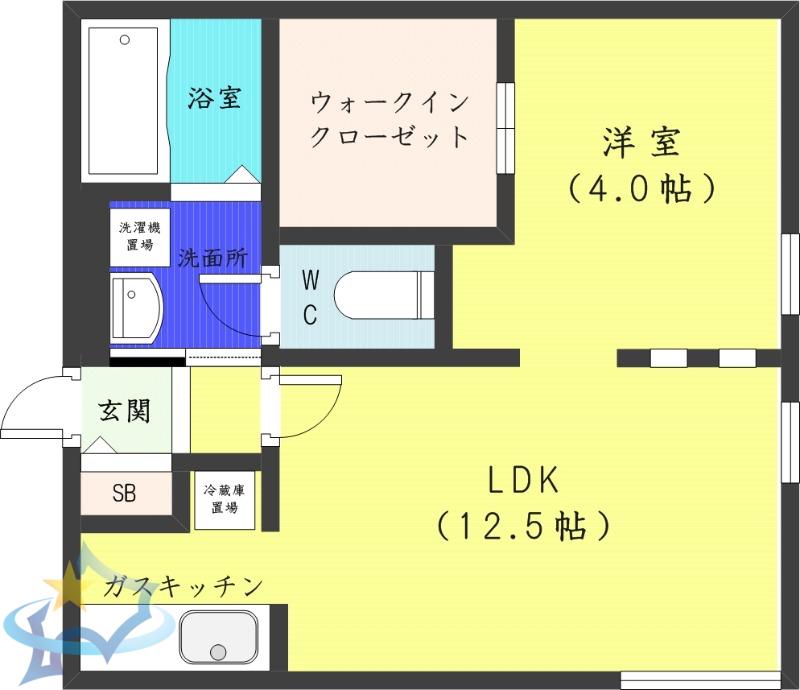 ディリッツ札幌東(1LDK/4階)の間取り写真