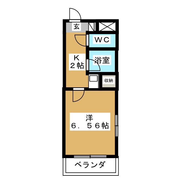 大宮西口プラザB棟(1K/2階)の間取り写真