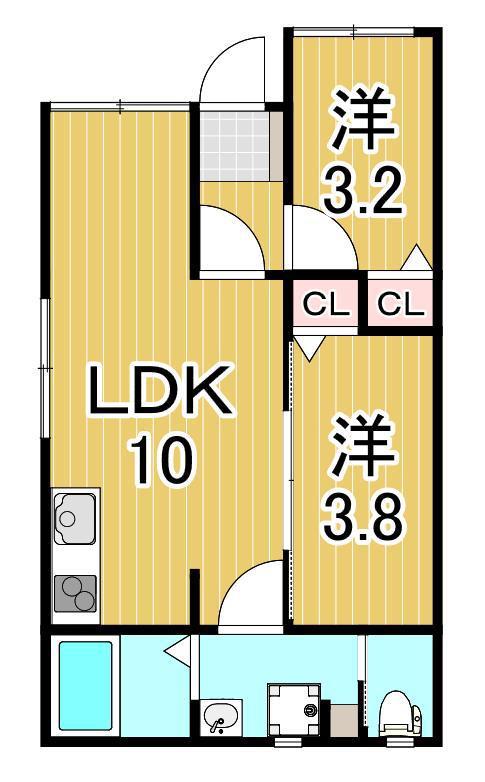 リザーブ北綾瀬(2LDK/1階)の間取り写真