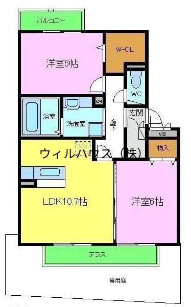 コーダコリーナ1(2LDK/3階)の間取り写真