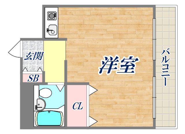 アオバ芦屋ハイツ(ワンルーム/4階)の間取り写真