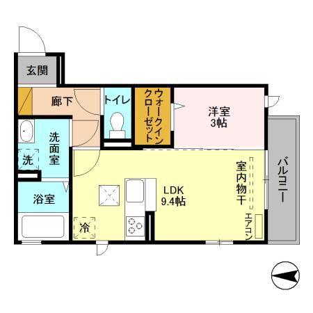 ウィステリア(1LDK/1階)の間取り写真
