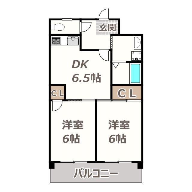 コーラル針中野(2DK/4階)の間取り写真