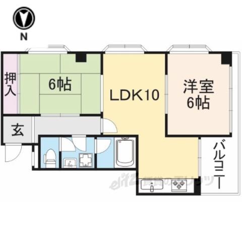 マナイグランドマンション(2LDK/5階)の間取り写真