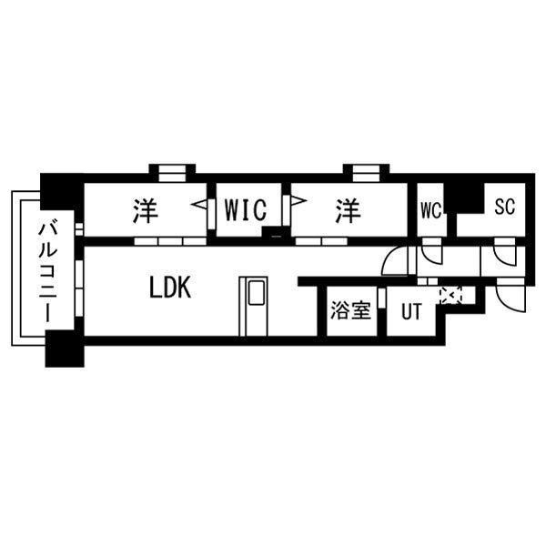 DRAW上本町(2LDK/11階)の間取り写真
