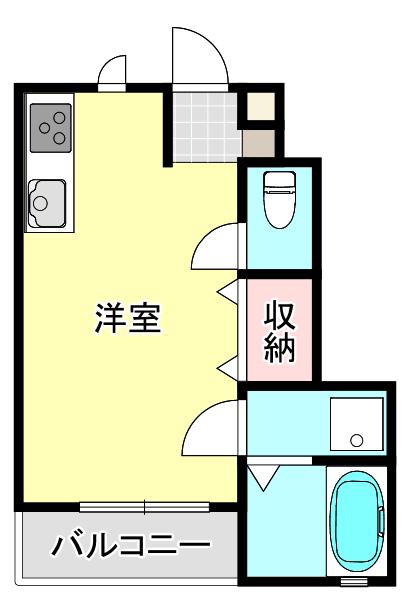 ドミール東貝沢(ワンルーム/2階)の間取り写真