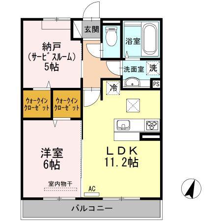 ラクト鶴江(1LDK/1階)の間取り写真