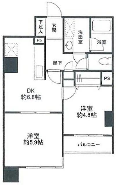 レジデンス南大塚スクエア(2DK/4階)の間取り写真