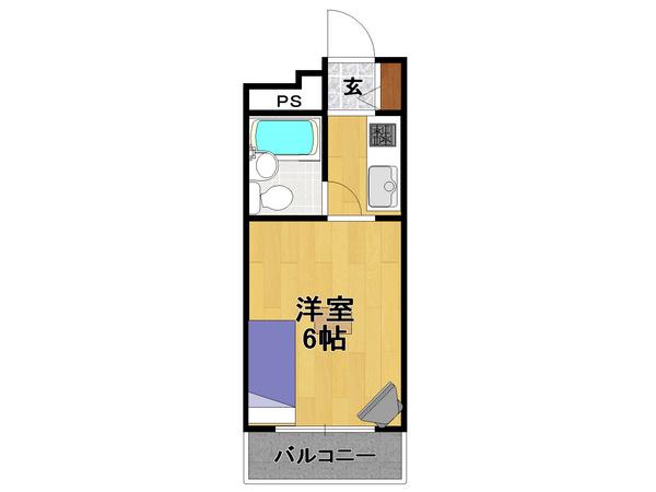 ハッピーコート塚口駅前(ワンルーム/6階)の間取り写真