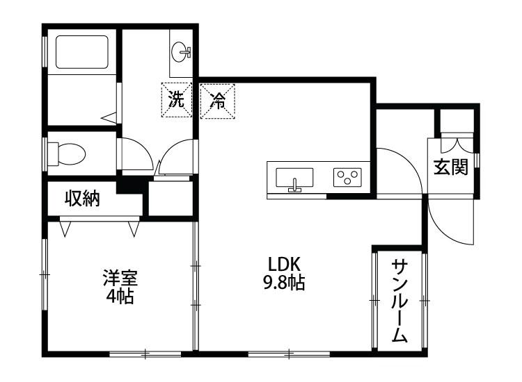 グリシーニア(1LDK/1階)の間取り写真