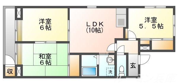 プレアール状ヶ池B(3LDK/2階)の間取り写真