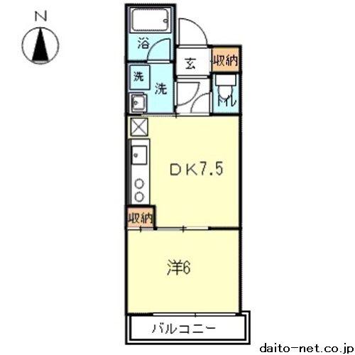 グランバトーM(1DK/7階)の間取り写真