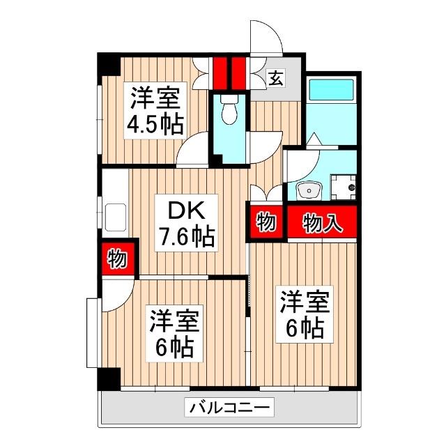 アリエス町田(3DK/1階)の間取り写真