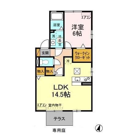 セブンオークス(1LDK/1階)の間取り写真