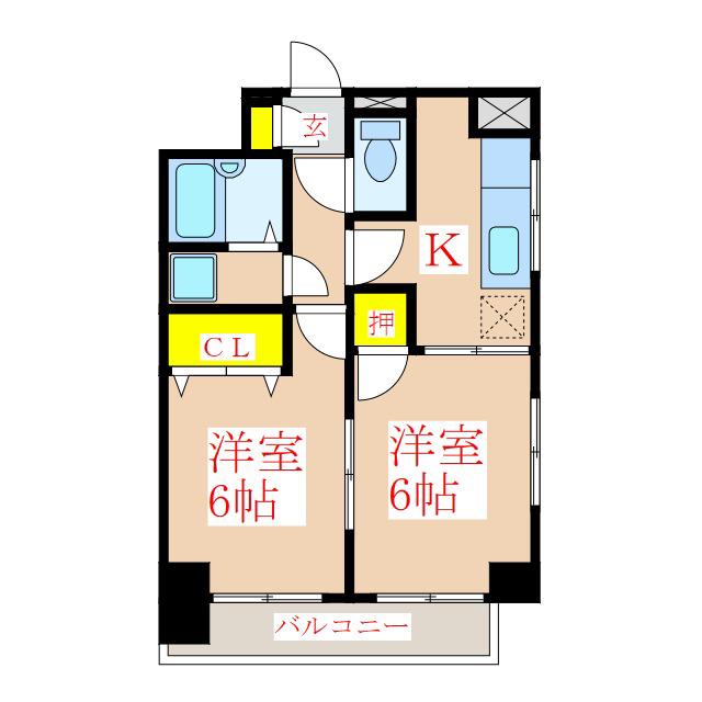 サンライズ福永 (2K/5階)の間取り写真