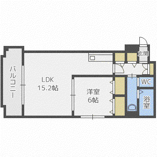 セゾンドブランシェ南3条(1LDK/3階)の間取り写真