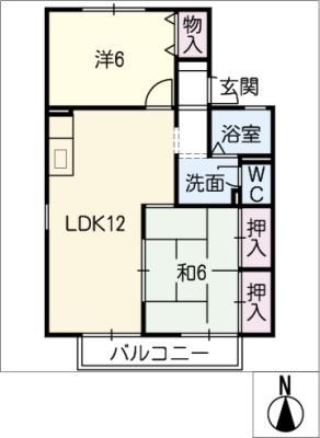 VILLAまさ花 南棟(2LDK/2階)の間取り写真