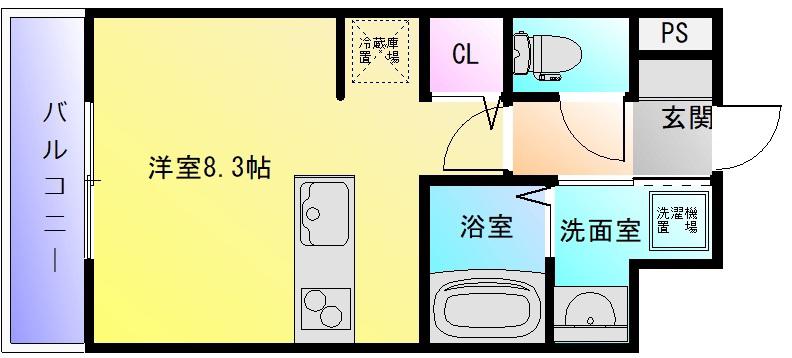 ソラーナ弥刀(1K/3階)の間取り写真