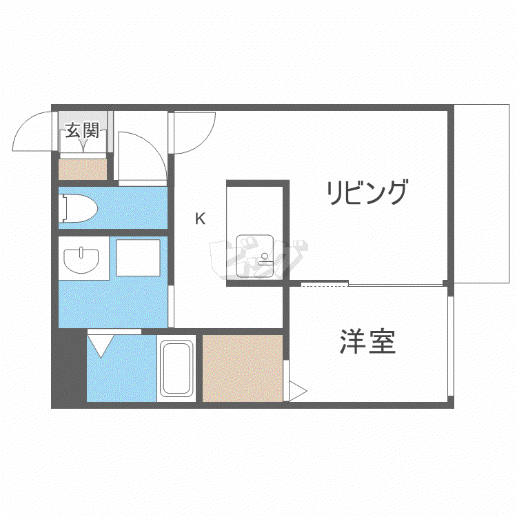 MSENA 北38条(1DK/2階)の間取り写真
