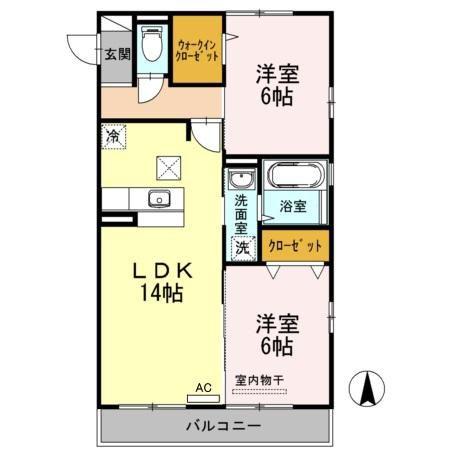 空と風 A棟(2LDK/1階)の間取り写真