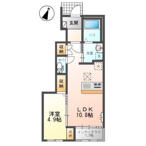 D・C スクエアIII(1LDK/1階)の間取り写真