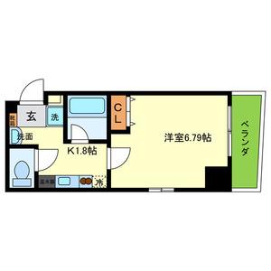 B-RISE新町(1K/2階)の間取り写真