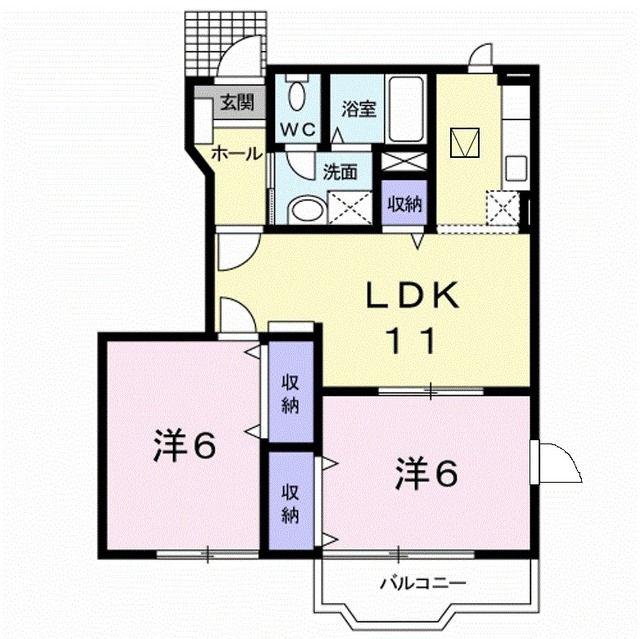 プリムラ S(2LDK/1階)の間取り写真