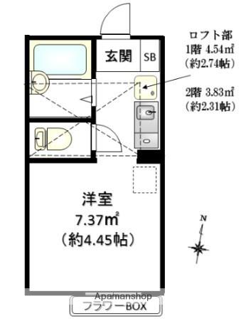 ポンデロッサ小田弐番館(ワンルーム/1階)の間取り写真
