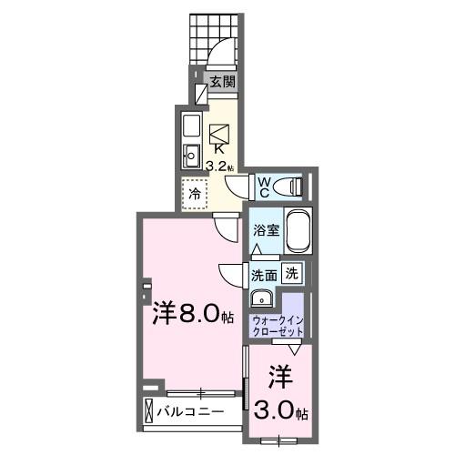 グラシアス 南アルプス(2K/1階)の間取り写真