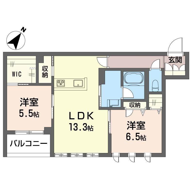 シャーメゾン坂の台II(2LDK/2階)の間取り写真