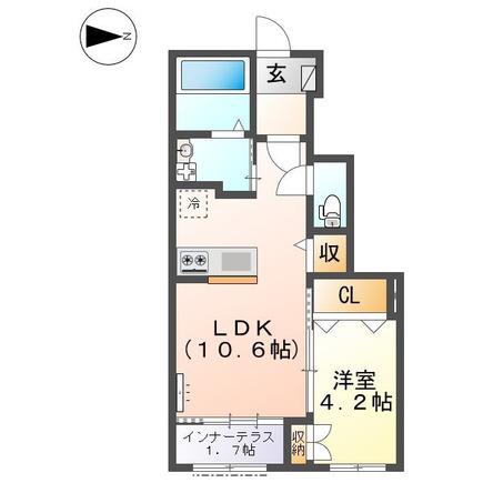 グランディール(1LDK/1階)の間取り写真