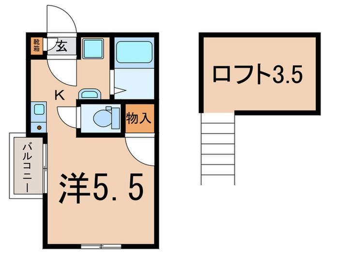 ドルフィン神之木町III(1K/1階)の間取り写真