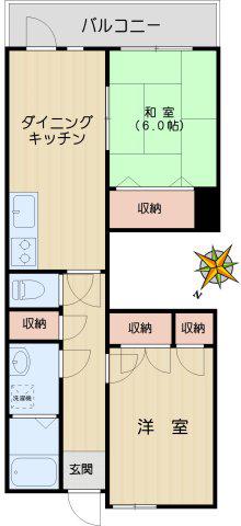 ロイヤルクレスト(2DK/1階)の間取り写真