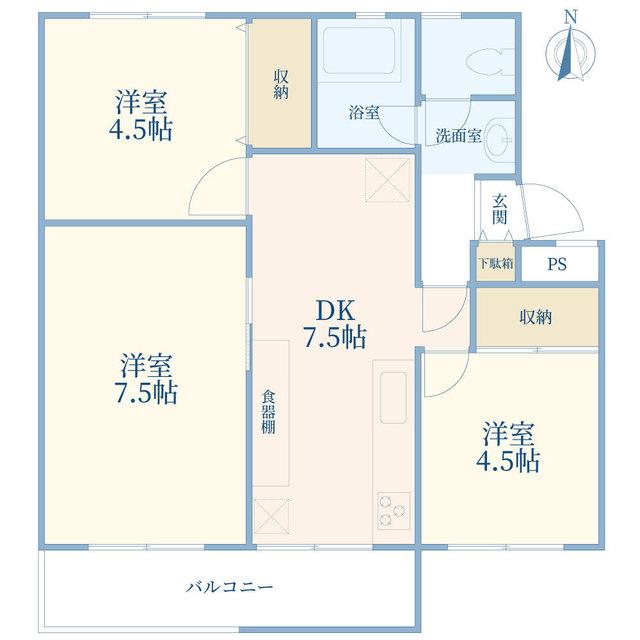 桜台ドエルC棟(3DK/4階)の間取り写真