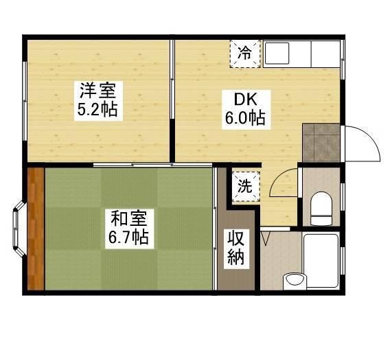 エルハイム A棟(2DK/1階)の間取り写真