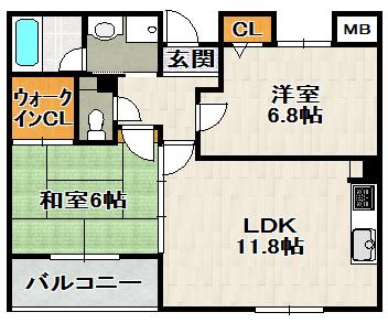 フローラル宝塚(2LDK/3階)の間取り写真