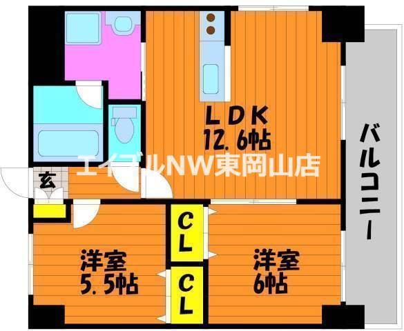 ピアホーム森下町(2LDK/5階)の間取り写真