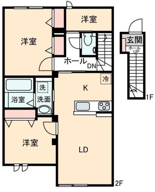 多摩都市モノレール 高松駅(東京) 徒歩10分 3階建 築2年(2SLDK/2階)の間取り写真