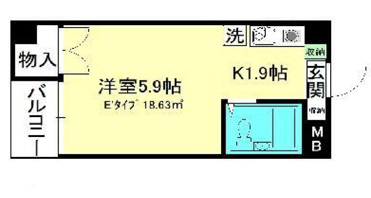 北町マンションK-0(1K/2階)の間取り写真