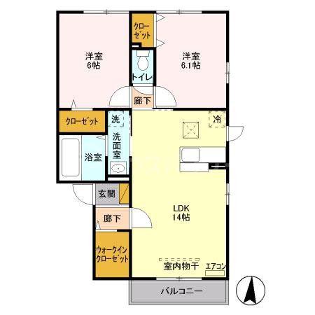 グリーンテラスI(2LDK/1階)の間取り写真