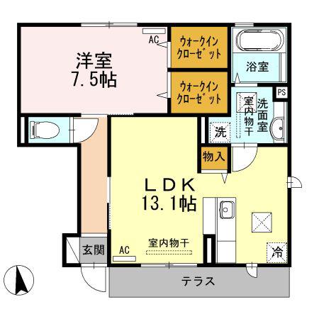 メルベーユ(1LDK/1階)の間取り写真