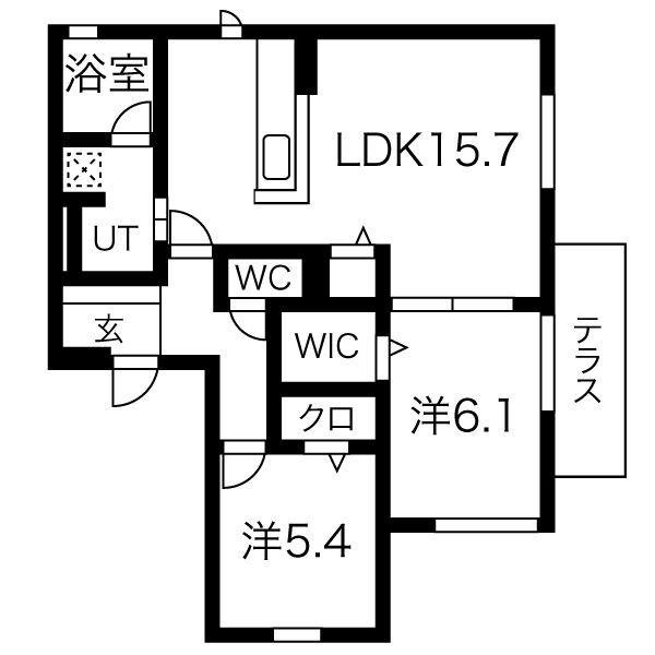 ブランシュ(2LDK/1階)の間取り写真