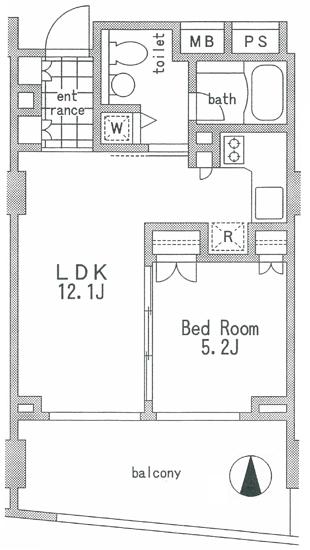 KDXレジデンス南麻布(1LDK/4階)の間取り写真