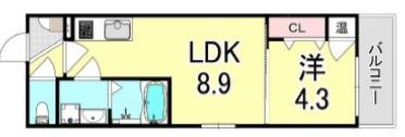 GRANDIR衣摺(1LDK/3階)の間取り写真