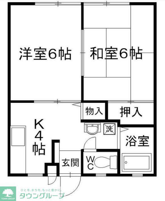 サンシティー勝田B棟(2K/1階)の間取り写真