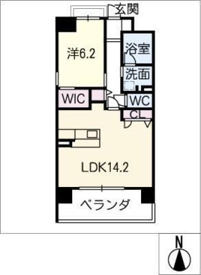 グランヴェルデ高岳(1LDK/4階)の間取り写真