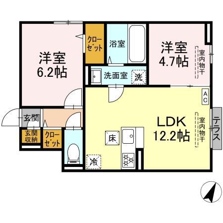 セン・ラークヒルズ(2LDK/1階)の間取り写真