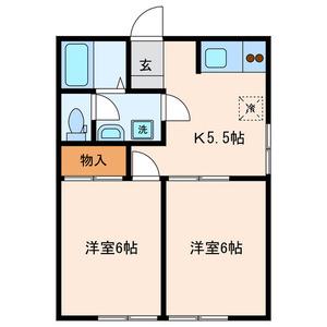 京王高尾線 めじろ台駅 徒歩11分 2階建 築24年(2K/1階)の間取り写真